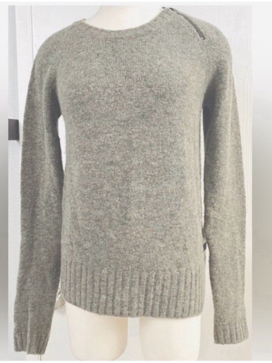 G-Star Raw Ribbed Knit Quilted Elbow Patches Sweater In Light Gray Size Small